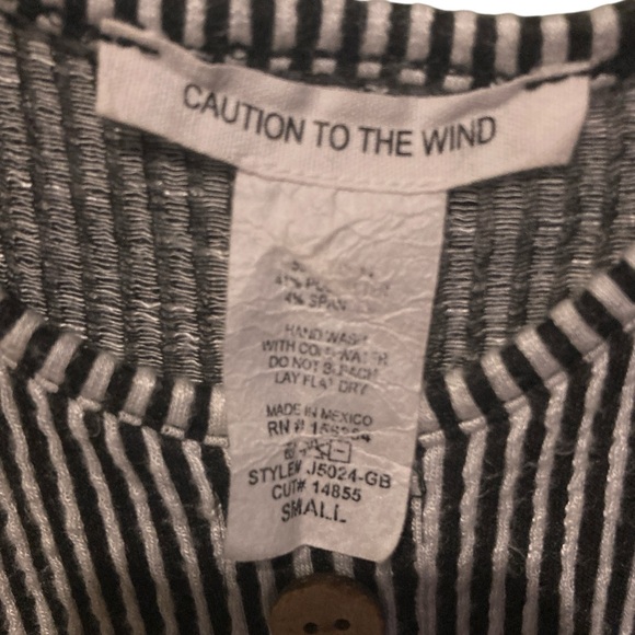 Caution in the Wind black/white striped tank top size small - Picture 3 of 8